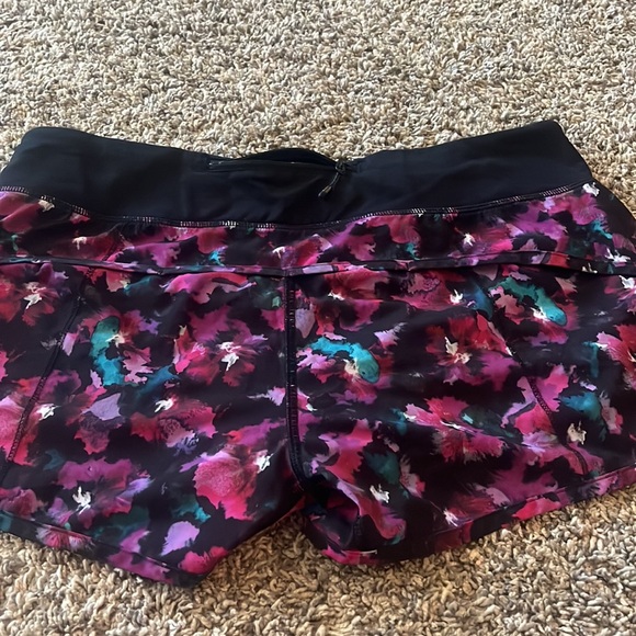 Lululemon speed up shorts. Purple and pink floral print. - Picture 2 of 3